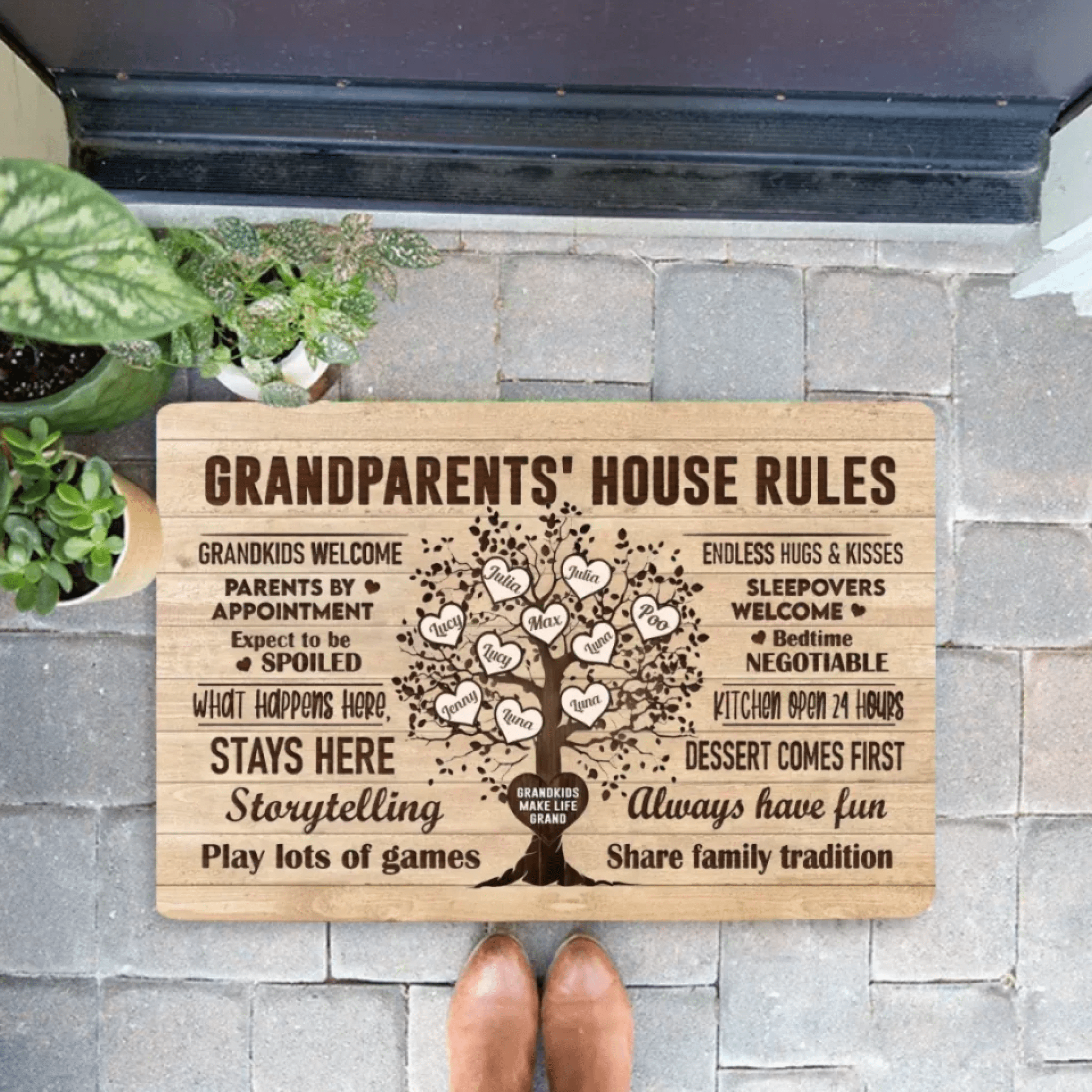 Grandparents House Rules - Personalized Doormat - Birthday & Christmas Gift For Grandma Grandpa 715186 - D - DiyGiftly