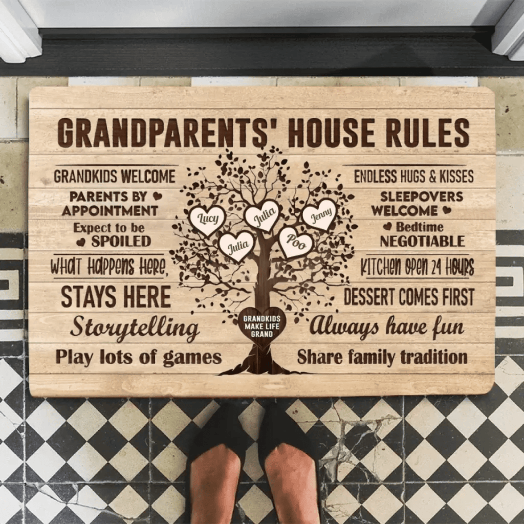 Grandparents House Rules - Personalized Doormat - Birthday & Christmas Gift For Grandma Grandpa 715186 - D - DiyGiftly
