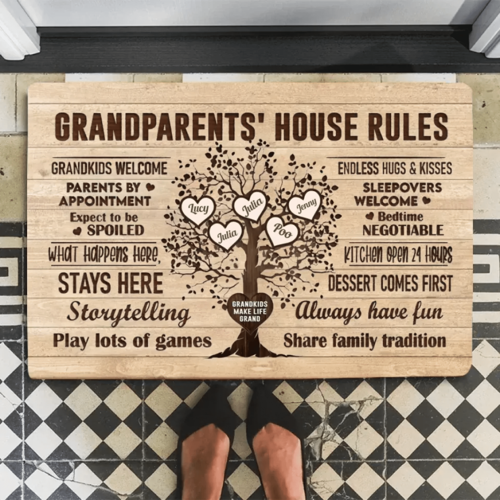 Grandparents House Rules - Personalized Doormat - Birthday & Christmas Gift For Grandma Grandpa 715186 - D - DiyGiftly