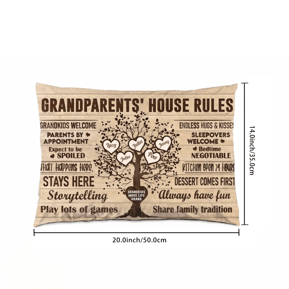 Grandparents House Rules - Personalized Pillow - Birthday & Christmas Gift For Grandma Grandpa 715186 - B - DiyGiftly