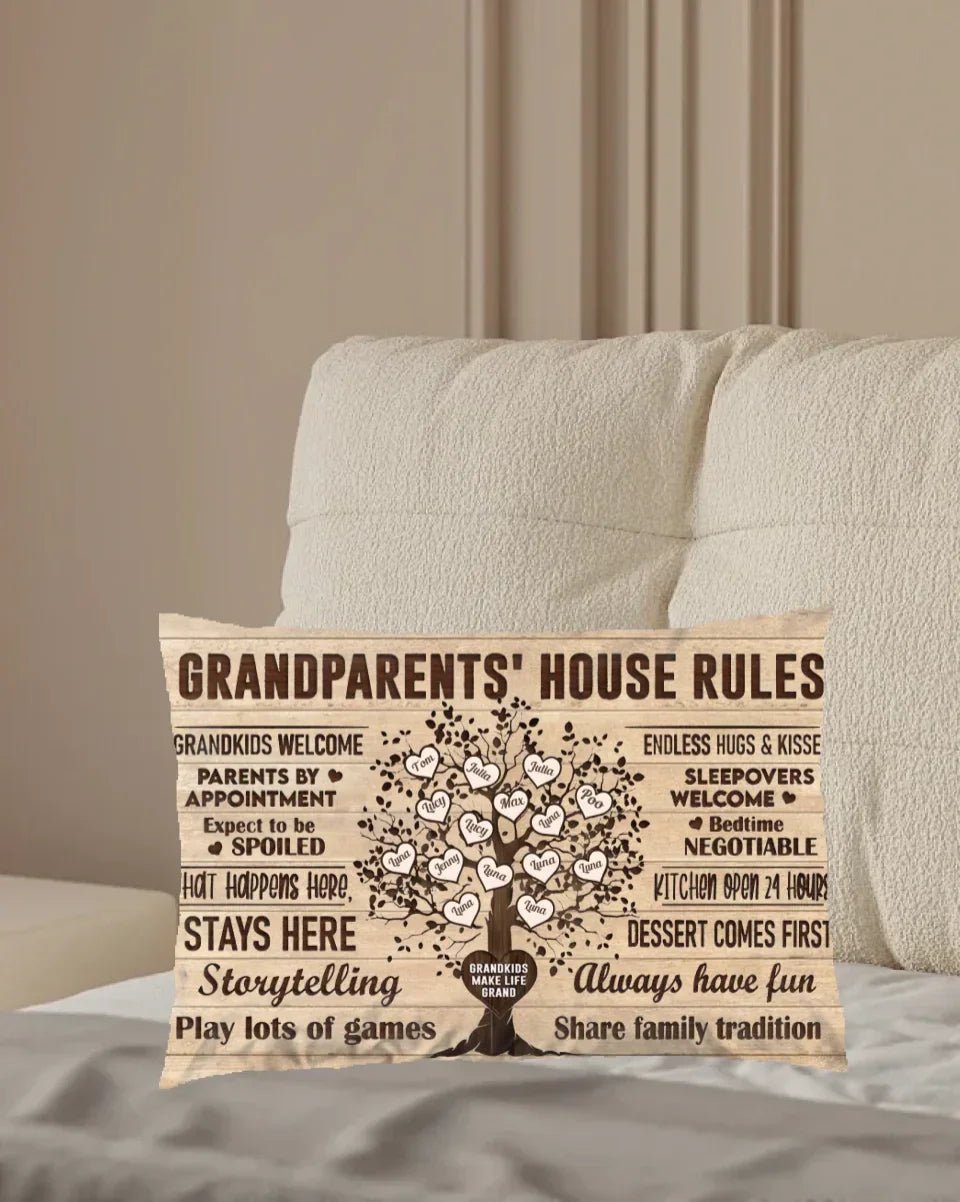 Grandparents House Rules - Personalized Pillow - Birthday & Christmas Gift For Grandma Grandpa 715186 - B - DiyGiftly