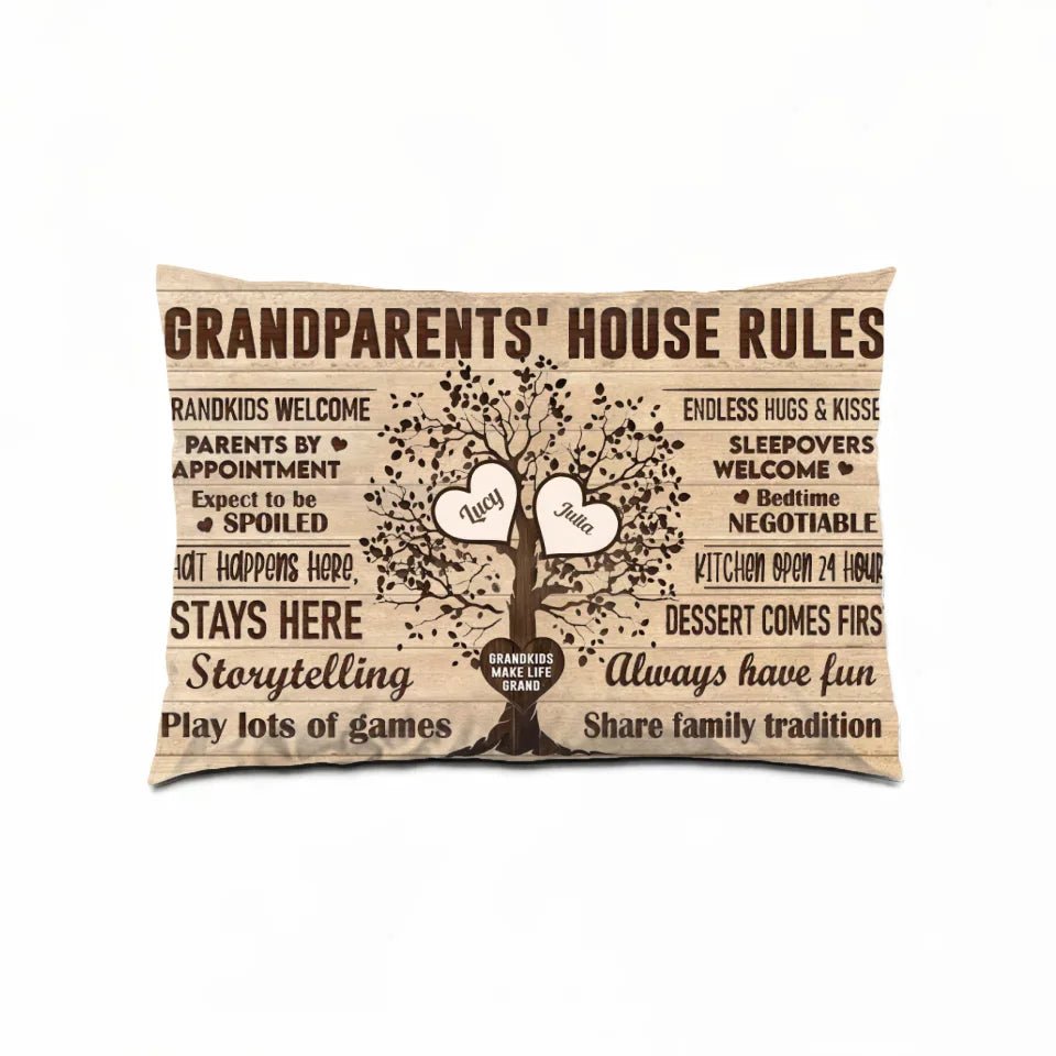 Grandparents House Rules - Personalized Pillow - Birthday & Christmas Gift For Grandma Grandpa 715186 - B - DiyGiftly