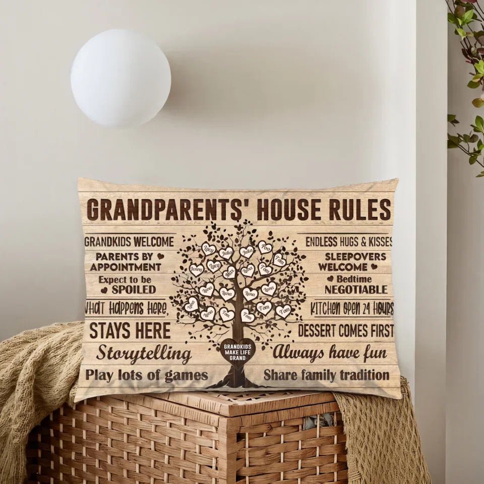 Grandparents House Rules - Personalized Pillow - Birthday & Christmas Gift For Grandma Grandpa 715186 - B - DiyGiftly