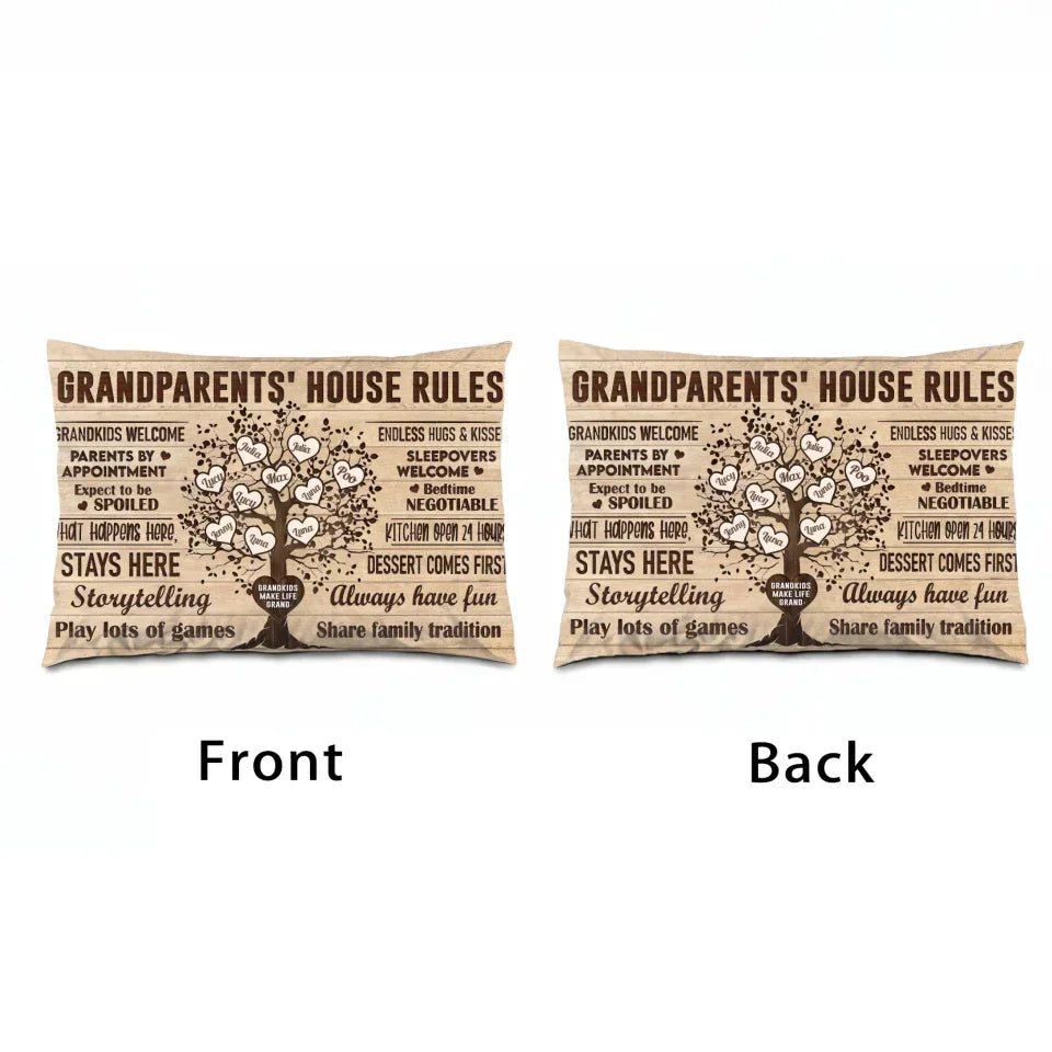 Grandparents House Rules - Personalized Pillow - Birthday & Christmas Gift For Grandma Grandpa 715186 - B - DiyGiftly