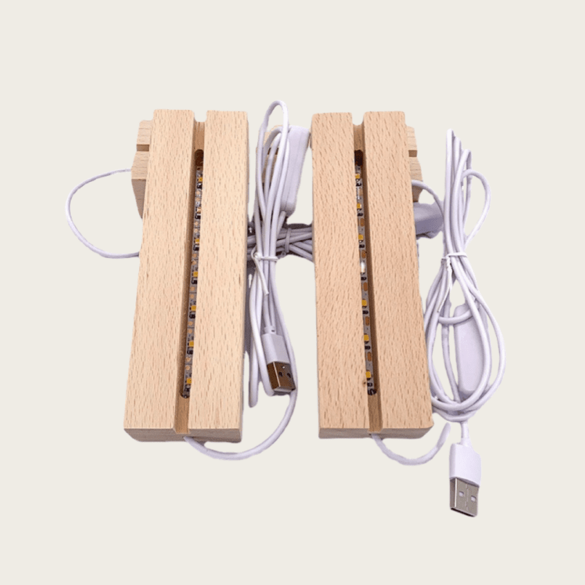 Groove Wooden LED Lamp Base – White / Three - Color / Seven - Color Lighting (Base Only Acrylic Plaque Not Included) - DiyGiftly