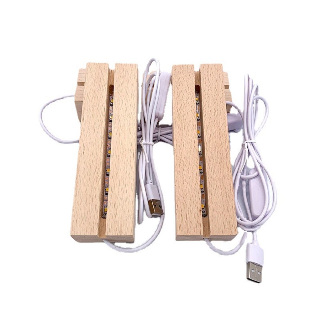 Groove Wooden LED Lamp Base – White / Three - Color / Seven - Color Lighting (Base Only Acrylic Plaque Not Included) - DiyGiftly