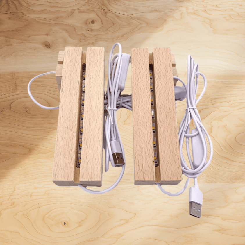 Groove Wooden LED Lamp Base – White / Three - Color / Seven - Color Lighting (Base Only Acrylic Plaque Not Included) - DiyGiftly