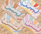 Groovy RETRO Style Personalized Beach Towel Personalized Name Bath Towel Custom Beach Towel With Name Outside Birthday Vacation Gift 08402688 - DiyGiftly