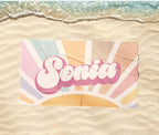 Groovy RETRO Style Personalized Beach Towel Personalized Name Bath Towel Custom Beach Towel With Name Outside Birthday Vacation Gift 08402688 - DiyGiftly