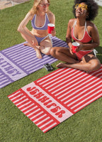 Groovy Striped Personalized Beach Towel, Kids Pool Party Towels, Retro Style Bridesmaid Towel, Birthday Vacation Gift, Swimming Club Towel 41787392 - DiyGiftly