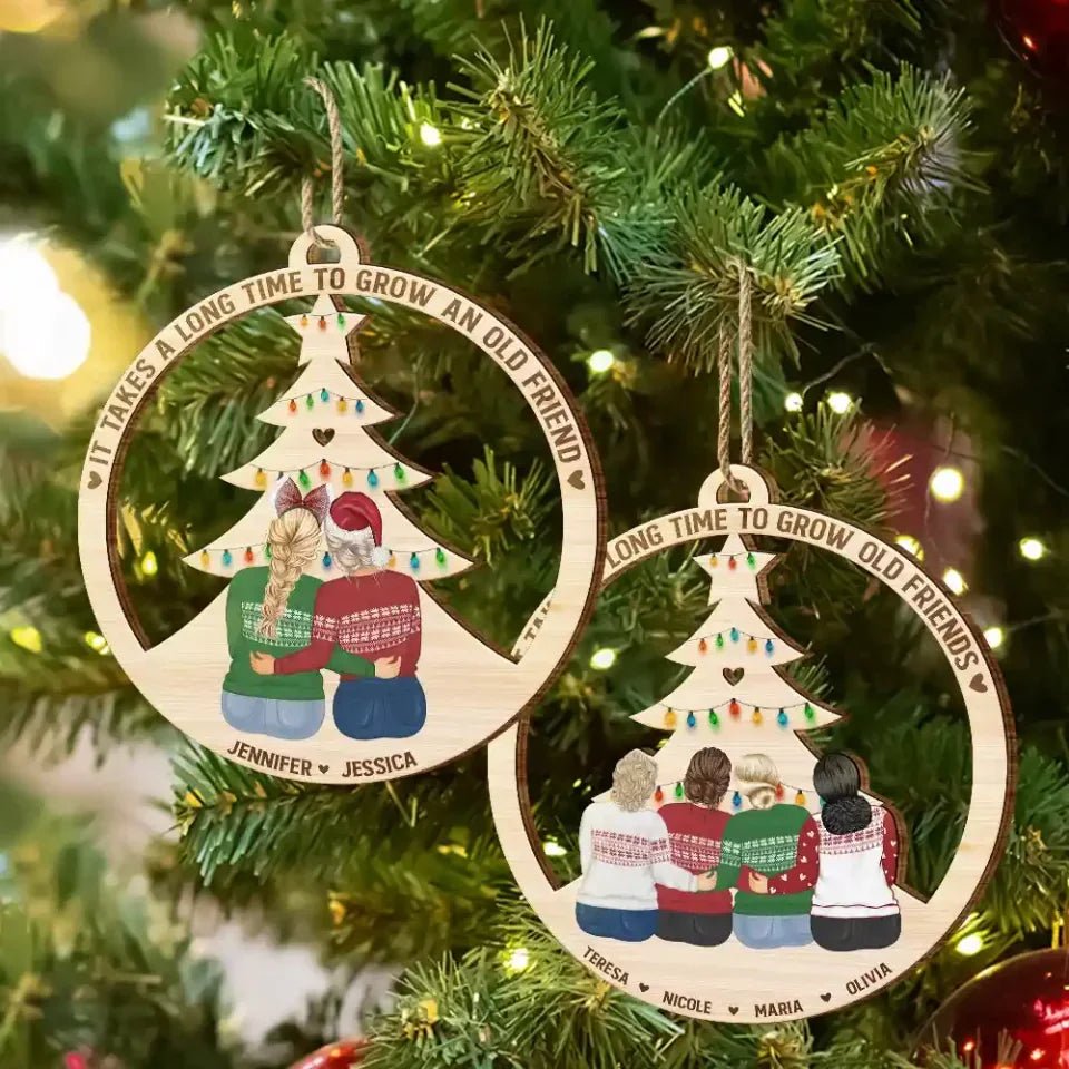 Grow Old Friends - Personalized Wooden Cutout Ornament 687426 - DiyGiftly