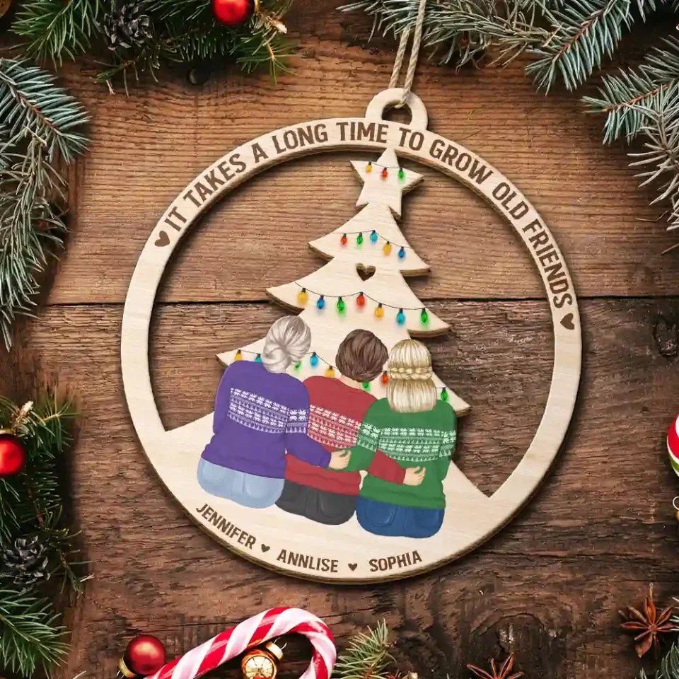 Grow Old Friends - Personalized Wooden Cutout Ornament 687426 - DiyGiftly