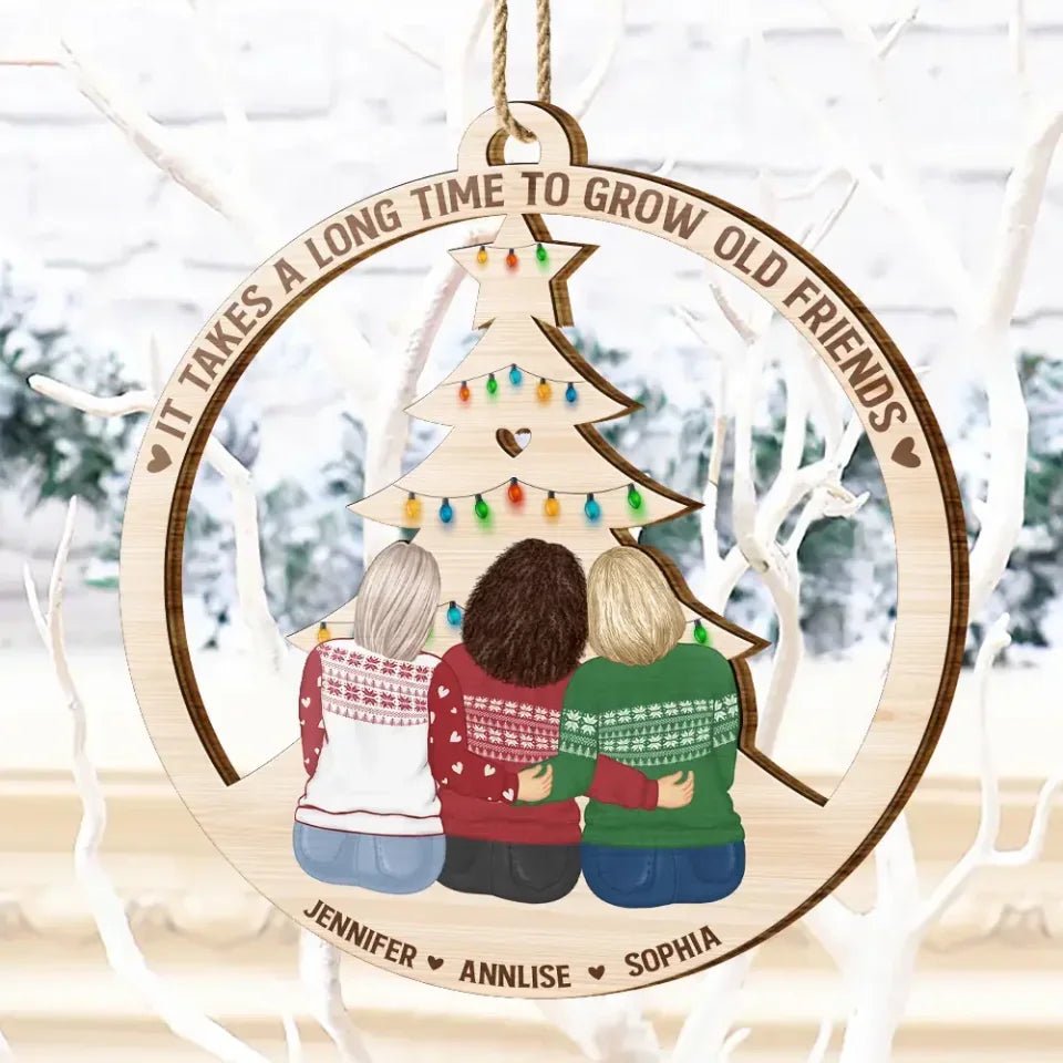 Grow Old Friends - Personalized Wooden Cutout Ornament 687426 - DiyGiftly