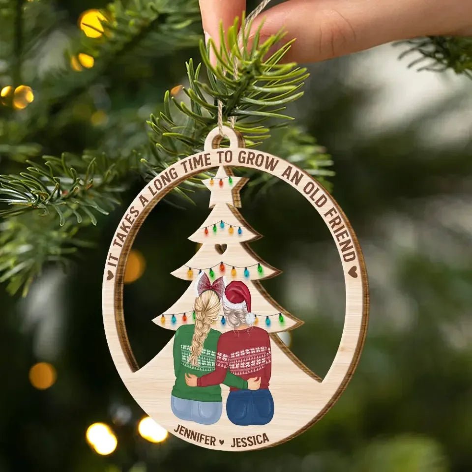 Grow Old Friends - Personalized Wooden Cutout Ornament 687426 - DiyGiftly