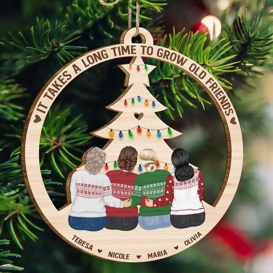 Grow Old Friends - Personalized Wooden Cutout Ornament 687426 - DiyGiftly