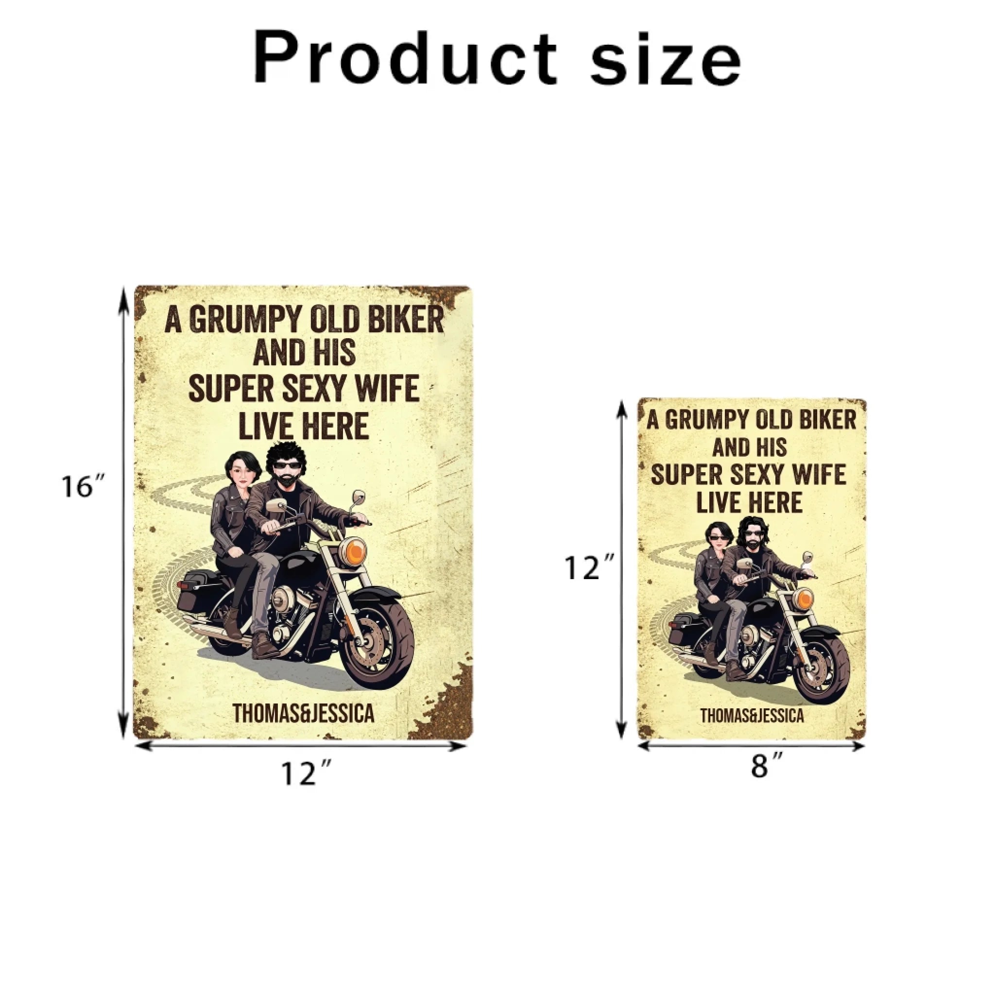 Grumpy Biker And His Wife Live Here - Personalized Custom Metal Sign 737788 - 737791 - DiyGiftly
