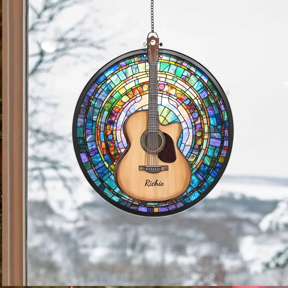Guitar Sun Catcher - Personalized Window Hanging Suncatcher 754251 - DiyGiftly