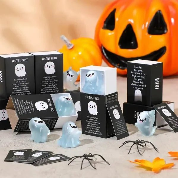 Halloween Mini Ghost Figures Glow - In - The - Dark Resin Figures With Box - DiyGiftly