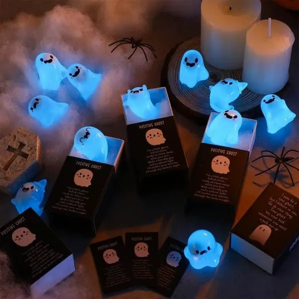 Halloween Mini Ghost Figures Glow - In - The - Dark Resin Figures With Box - DiyGiftly