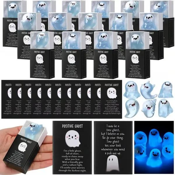 Halloween Mini Ghost Figures Glow - In - The - Dark Resin Figures With Box - DiyGiftly