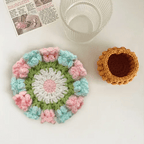 blooming garden handmade crochet coaster set as a housewarming gift