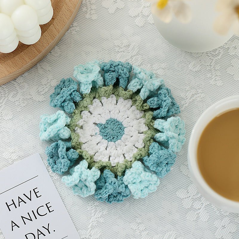 Handmade Crochet Lily of the Valley Coaster Set with Transformable Floral Design Eco - Friendly Home Decor Unique Gift for Mom - DiyGiftly
