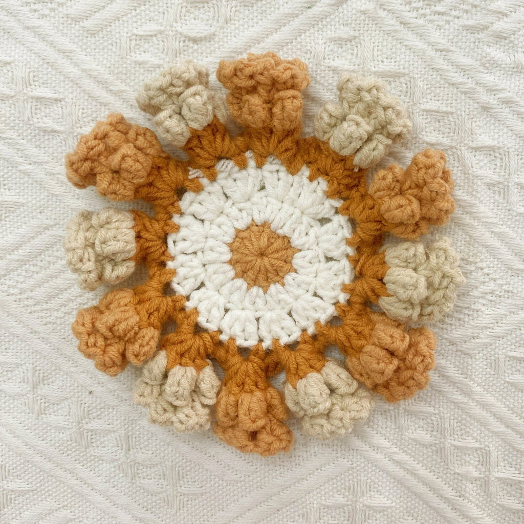 blooming garden handmade crochet coaster set as a new home gift