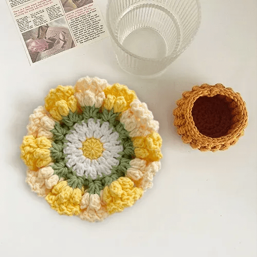 blooming garden coaster set handmade crochet as a new home gift