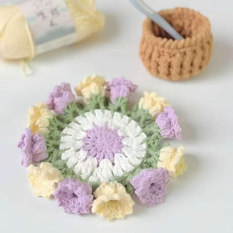 Handmade Crochet Lily of the Valley Coaster Set with Transformable Floral Design Eco - Friendly Home Decor Unique Gift for Mom - DiyGiftly