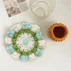 blooming garden handmade crochet coaster set for coffee table decor