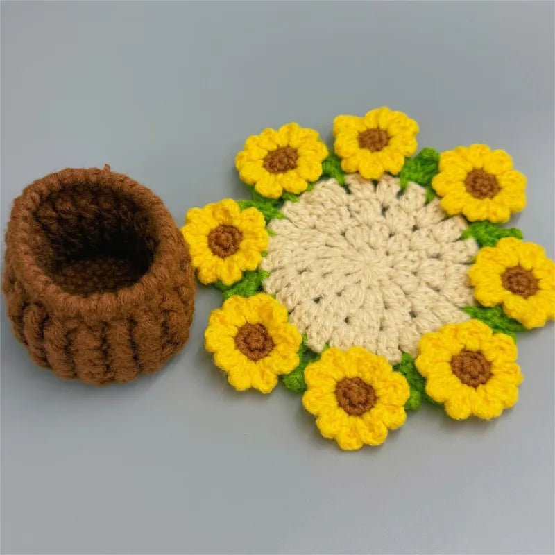 blooming garden handmade crochet coaster for coffee table decor