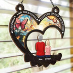 window hanging suncatcher with personalized family design Happiness Is a Grandchilds Hug personalized window keepsake