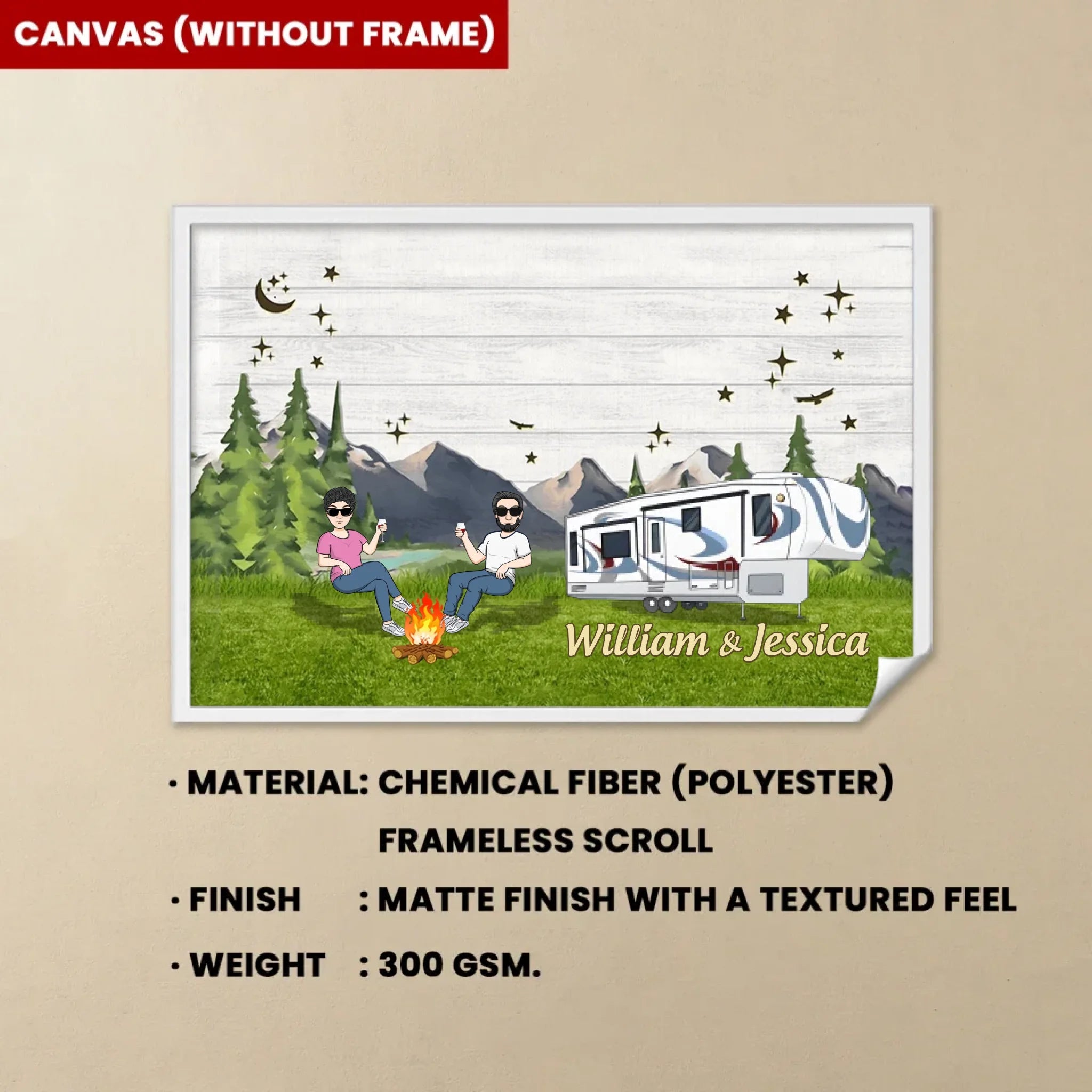 Happy Camper Couple Chibi Camping Canvas - Custom Canvas & Poster - Wood Framed Canvas & Framed Poster 754419 - 755112 - DiyGiftly