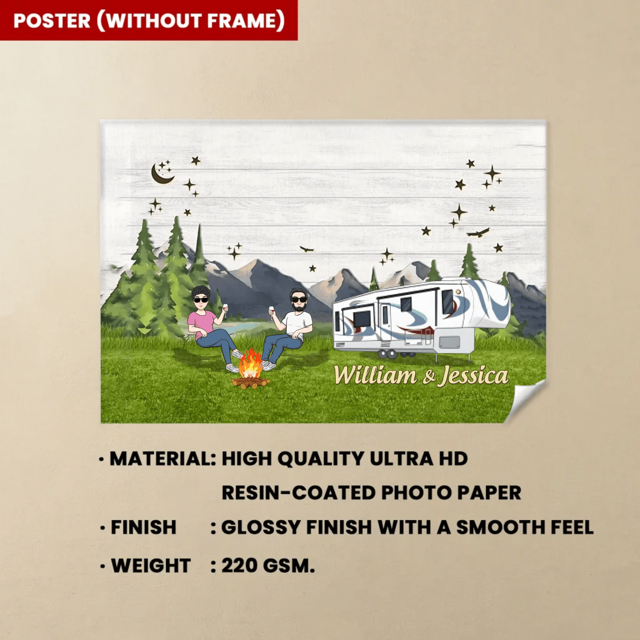 Happy Camper Couple Chibi Camping Canvas - Custom Canvas & Poster - Wood Framed Canvas & Framed Poster 754419 - 755112 - DiyGiftly