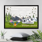 Happy Camper Couple Chibi Camping Canvas - Custom Canvas & Poster - Wood Framed Canvas & Framed Poster 754419 - 755112 - DiyGiftly