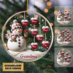 Happy Christmas Snowman Grandma Hanging Sweet Heart Kids Personalized Ornament 677816 - DiyGiftly