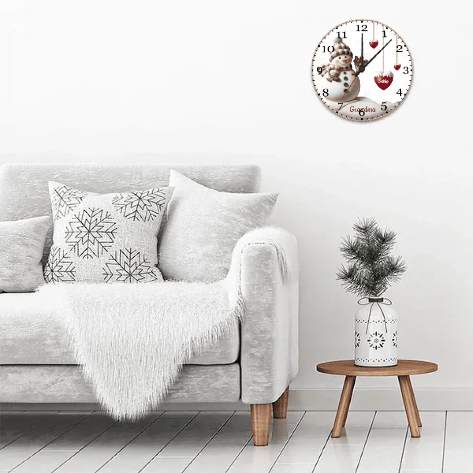 grandma love custom name wooden wall clock as a new home gift