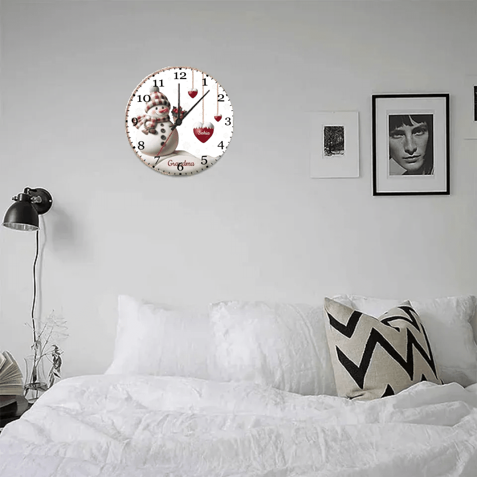 grandma love custom name wooden wall clock for living room decor