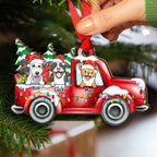 Happy Christmas With Dog And Cat - Personalized Custom Car Shaped Wood Christmas Ornament 677263 - DiyGiftly