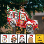 Happy Christmas With Dog And Cat - Personalized Custom Car Shaped Wood Christmas Ornament 677263 - DiyGiftly