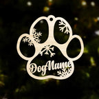 Happy Christmas With Fur Babies - Personalized Custom Paw Shaped Wood Christmas Ornament (Dog, Cat & Angel Wings) - Customized Decoration Gift. 682647 - DiyGiftly
