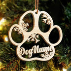 Happy Christmas With Fur Babies - Personalized Custom Paw Shaped Wood Christmas Ornament (Dog, Cat & Angel Wings) - Customized Decoration Gift. 682647 - DiyGiftly