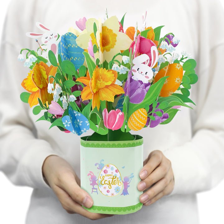 Happy Easter 3D Greeting Card with Bunny & Eggs Box Card for Easter - DiyGiftly