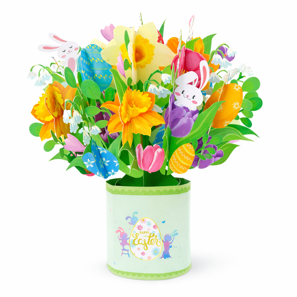 Happy Easter 3D Greeting Card with Bunny & Eggs Box Card for Easter - DiyGiftly
