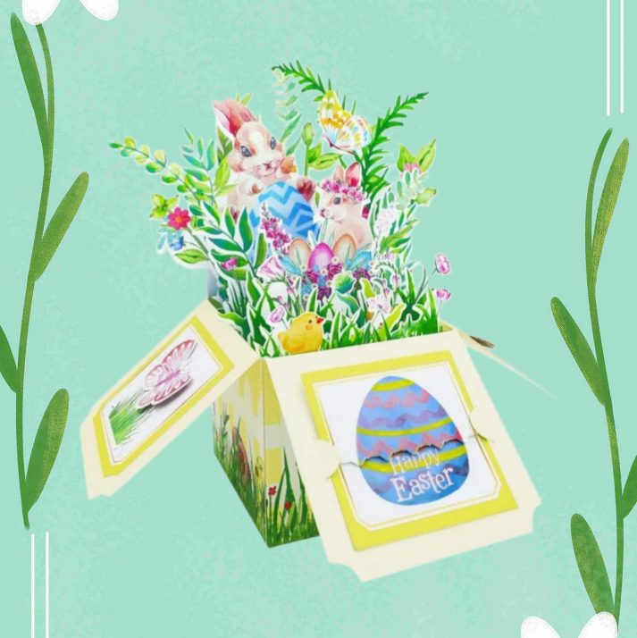Happy Easter 3D Pop Up Card with Bunny & Eggs Box Card for Easter - DiyGiftly
