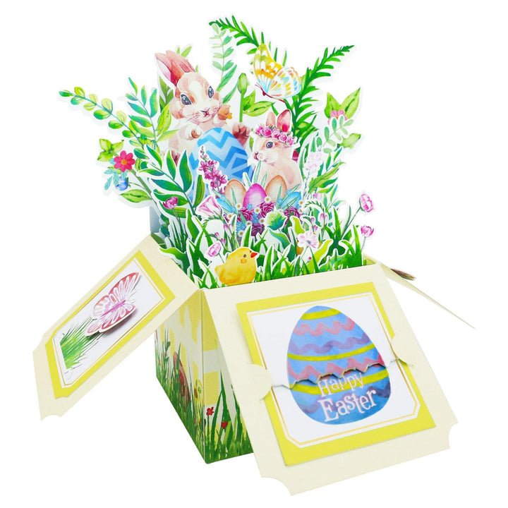 Happy Easter 3D Pop Up Card with Bunny & Eggs Box Card for Easter - DiyGiftly
