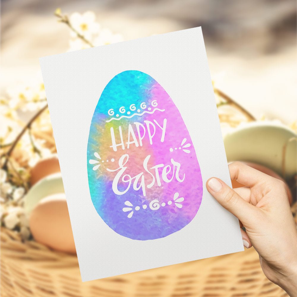Happy Easter Colorful Egg Pattern Card Easter Theme Greeting Card - Spring Gift for Loved Ones - DiyGiftly