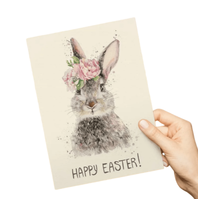 HAPPY EASTER Cute Bunny Accent Greeting Card Gift Card - DiyGiftly