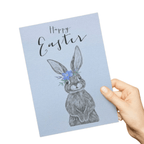 Happy Easter Gift Card – Adorable Bunny Wearing Floral Crown Greeting Card - DiyGiftly