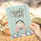 HAPPY EASTER Greeting Card – Bunny Burrowing with Colorful Eggs Gift Card - DiyGiftly
